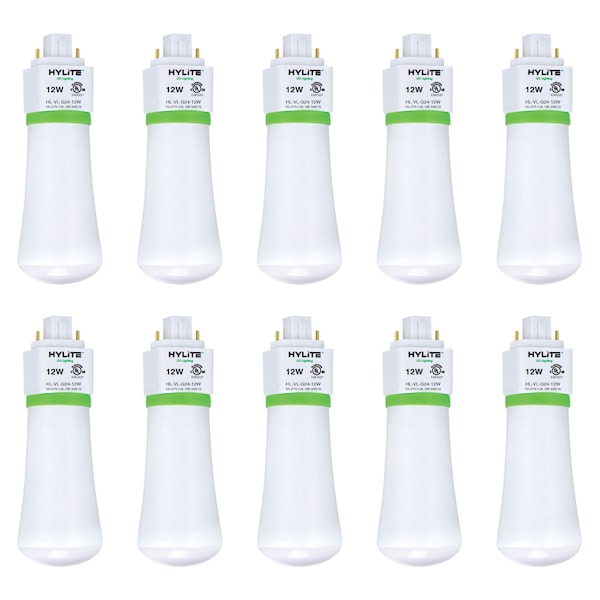 Hylite LED Repl Lamp for 32W/42W PL CFL, 12W, 1248 Lumens, 5000K, 10-Pack HL-VL-G24-12W-50K - main